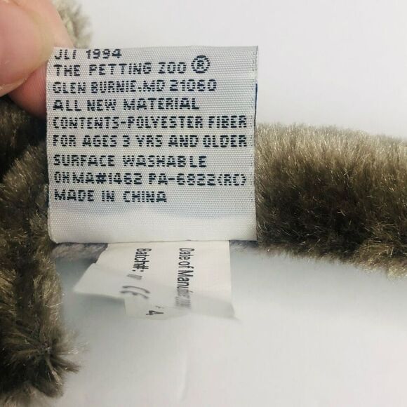 vtg 1994 the petting zoo sting ray manta ray gray silver fur 13 inch plush - Picture 7 of 11